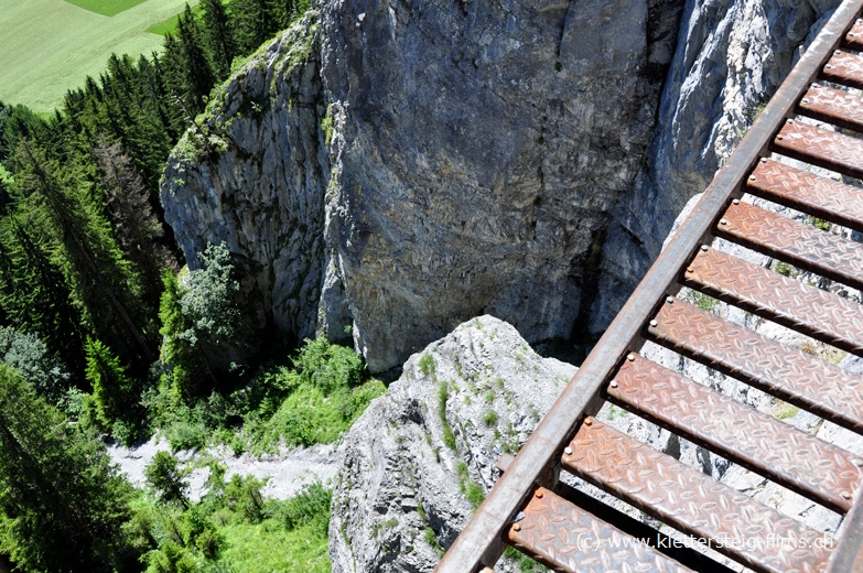 Blick hinunter zum alten Einstieg